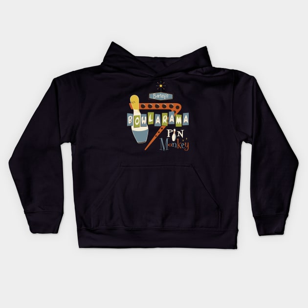 Barney's Bowlerama Kids Hoodie by stevethomasart